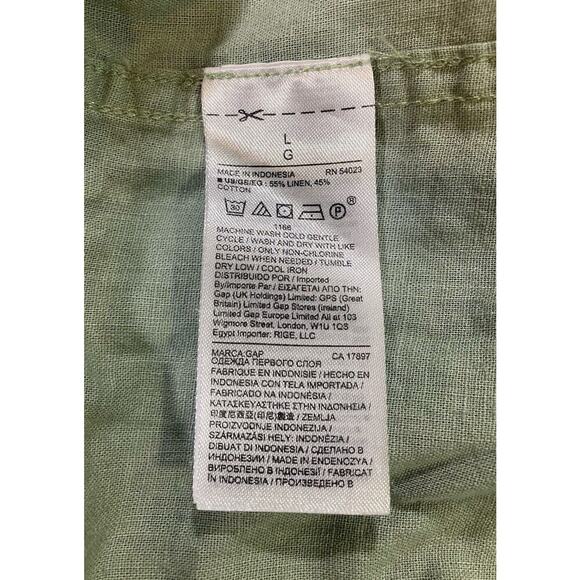 Gap Women’s Boyfriend Fit Linen Blend Button Up Shirt Pocket Sage Green Size L - Picture 5 of 7